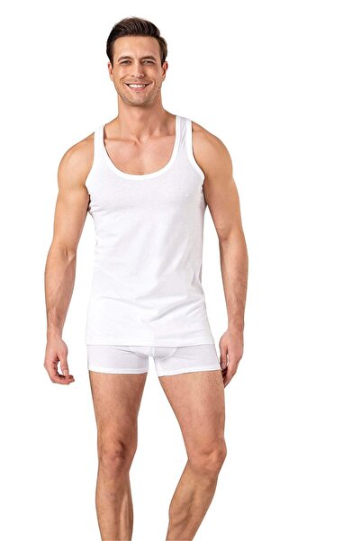 OBJE Erkek Beyaz Penye Atlet