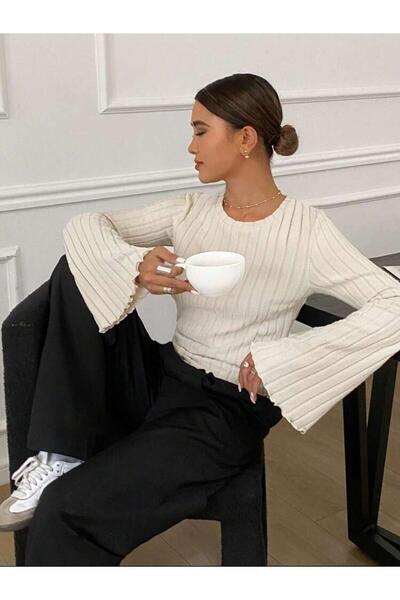 bemmoda Γυναικεία βαμβακερή μπλούζα με μοτίβο με λαιμόκοψη με ρίγες