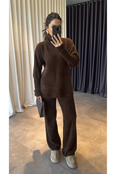 My Blog Brown Soft Textured Double Pants Set