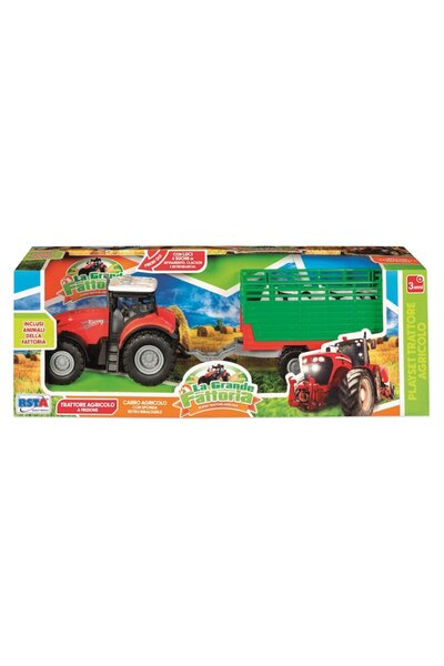 RS Toys Tractor with Detachable Trailer, Sounds & Lights, Friction-Powered