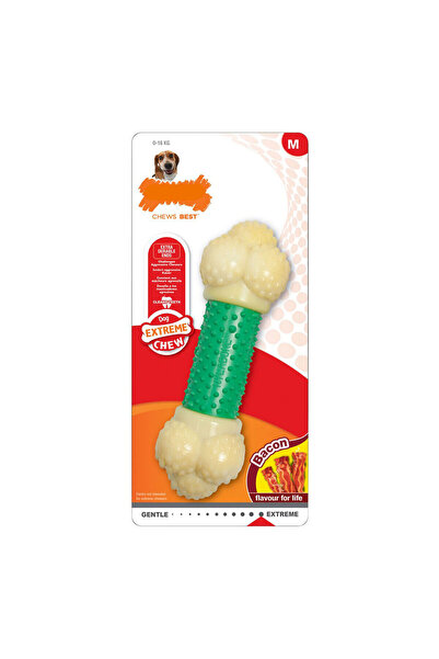 Nylabone Jucărie de mestecat pentru câini Extreme Chew Double Action Bacon Mint 2 în 1 Cauciuc Mărime M Nylon