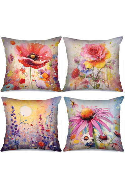 OEM Decorative pillowcases with floral pattern 45x45 cm set of 4 pieces