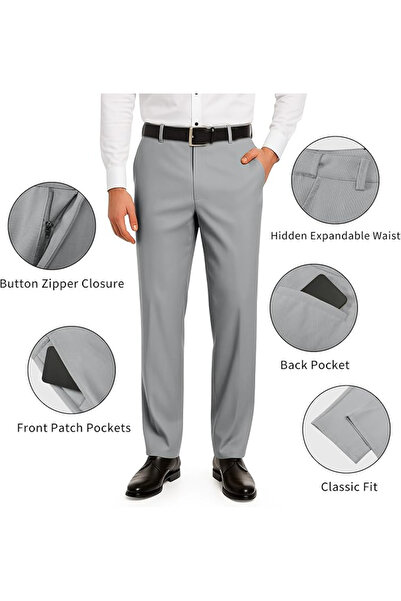 OEM Men's casual pants, breathable, elastic waist, gray 30