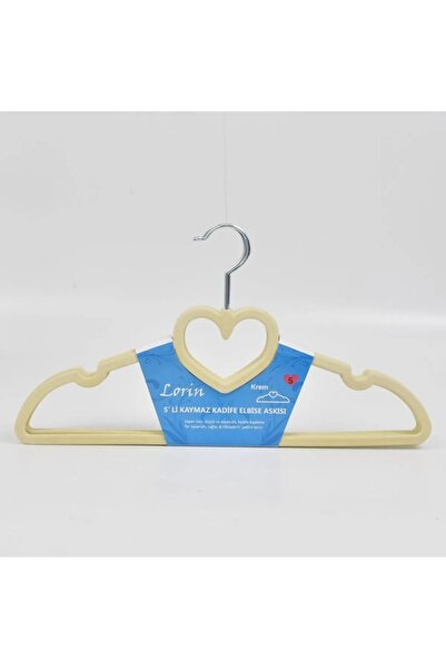 Lorin Kadife Kalpli Kaydırmaz Askı Bej Renk 15 Adet