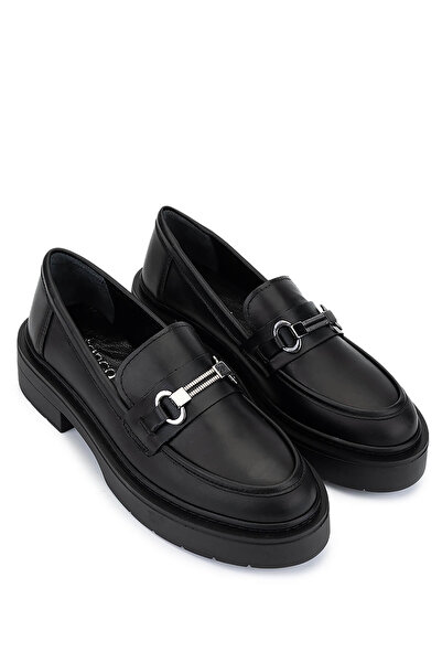 Tamer Tanca Kadın Hakiki Deri Siyah Loafer Ayakkabı