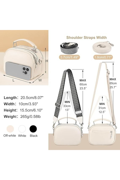 OEM Small cream PU shoulder bag with 2 compartments 20.5x15.5x10 cm
