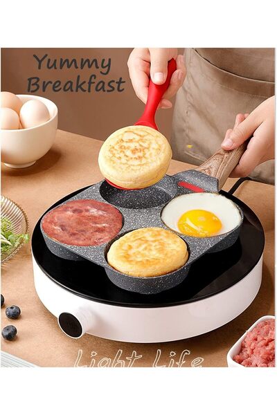 007 HUPECHAM 4-Cup Nonstick Granite Egg Pan - Black