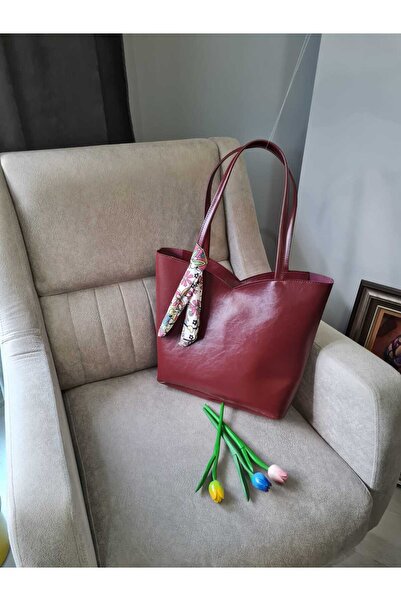 YMZBAG Bordo Triangle Scarf Detailed Zipper Closure Shoulder Bag