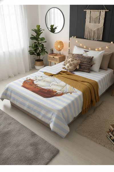 milroma Pirate Ship Patterned Children's Pique Set