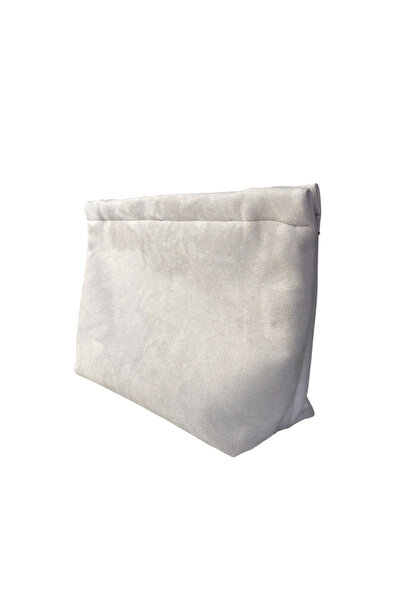 CEYBAG Kadın Ekru Süet Kumaş El Çantası (Yaylı Burslu)