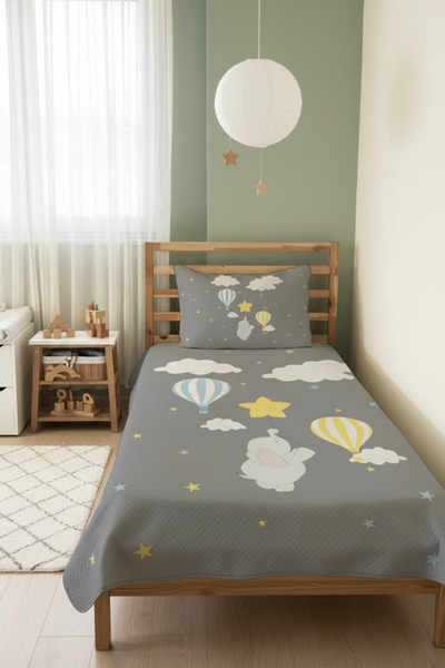 milroma Cute Elephant and Balloons Children's Pique