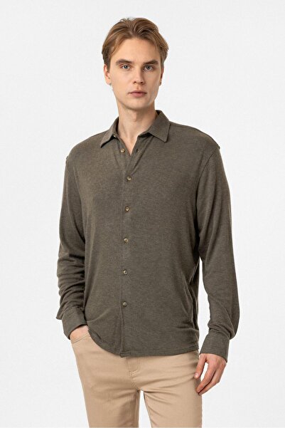 Back And Bond Haki Loose Fit Gömlek