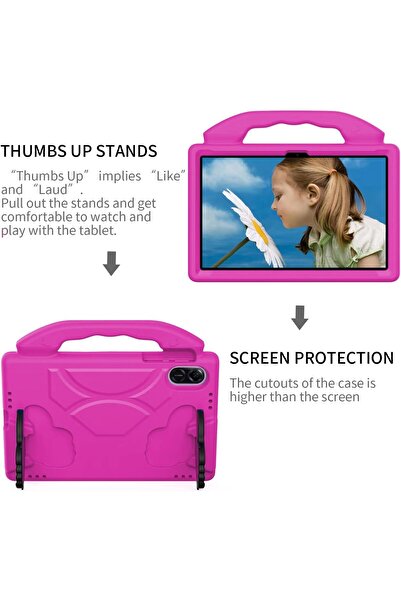 007 جراب Tujibeay Kids EVA الواقي لجهاز Honor Pad X9 / X8 Pro مقاس 11.5 بوصة - أحمر وردي