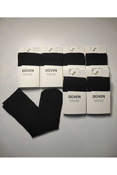DÜVEN 6 чифта двойно тъкани 40 дениер средно дебели черни чорапи до коляното