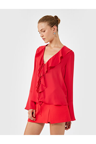 Koton Red Women's Ruffle Shirt