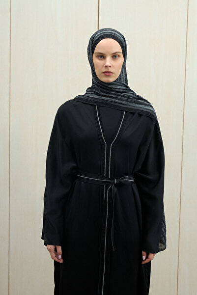 cs camellia scarf Şal de muselină Ecru Dreams - Negru