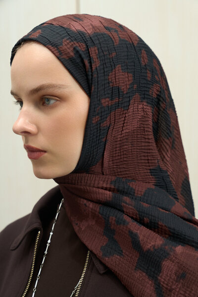 cs camellia scarf Winter Haze Muslin Shawl - Bitter Brown