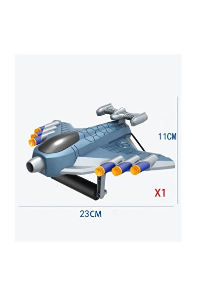 Flippy Children's Toy Launcher Manual Launch Target Plane with 20 Soft Bullets, Grey