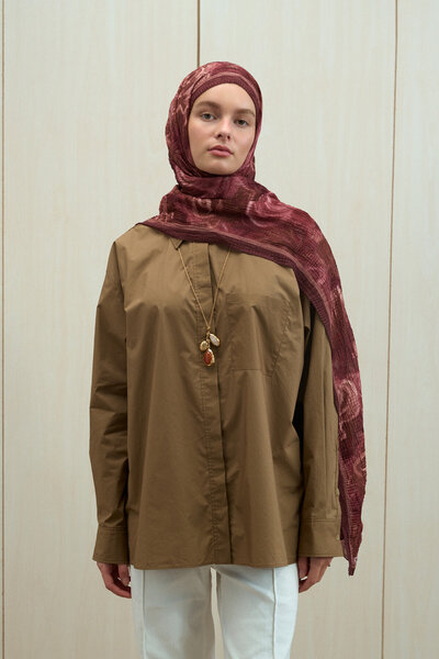 cs camellia scarf Soft Glow Muslin Shawl - Cherry