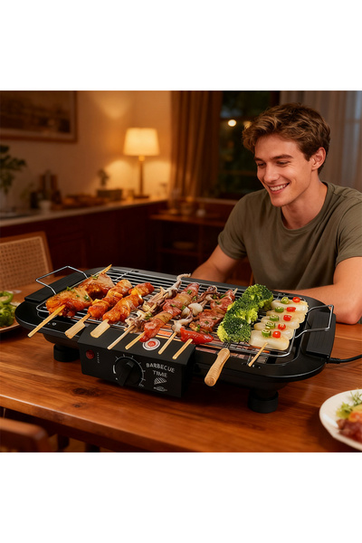 Sumkyle Smokeless Indoor Electric Grill Copper Extra Large Nonstick Grill Ind...