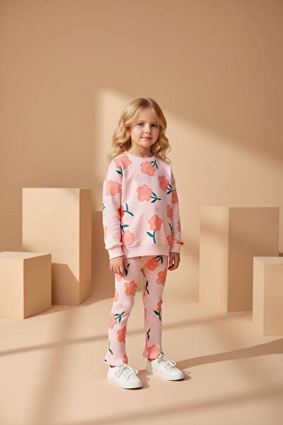 Çipil Girl's Floral Printed Suit