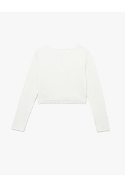 Koton Beige Women's V-Neck Crop T-Shirt