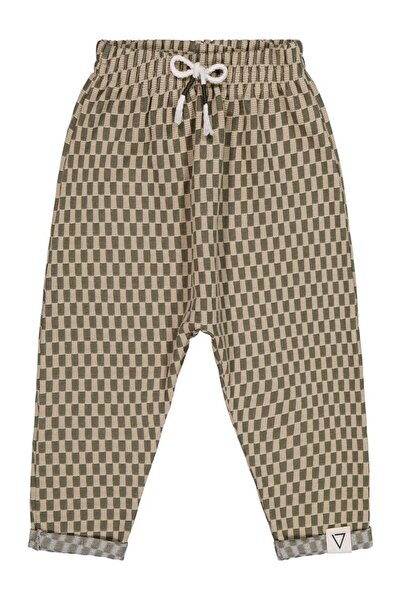 Civil Boys Checkerboard Patterned Pants for Ages 2-5 - Khaki 4-5 Years