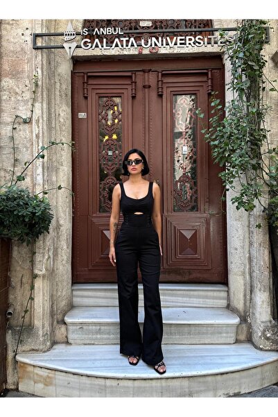 MY LİKA Side Detail Jeans Jumpsuit