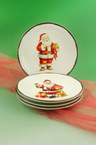 Bursa Porselen Dekor Santa Joy 4 Pieces Flow Porcelain Pie Plate