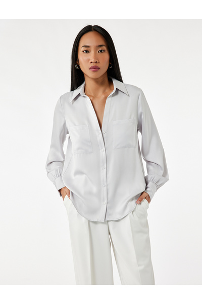 Koton Grey Women's Buttoned Shirt