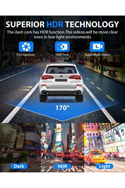 VICTGOAL Dash Cam (3 Channel): 1080P Front/Inside/Rear, 32GB Card, HDR, G-Sensor, 24Hr Parking, Loop Rec