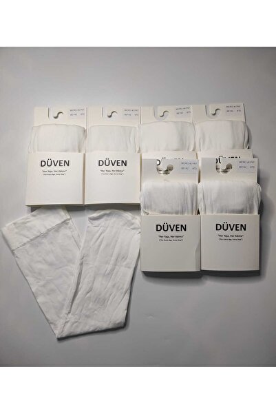 DÜVEN 6 Pairs of Matte Textured 40 Den Medium Thick Mousse White Knee-Length Pantyhose