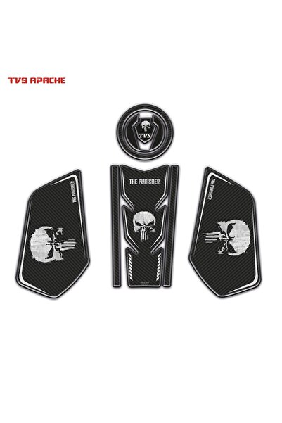 Redline Grafik TVS Apache Uyumlu Tank Pad Set Punisher Edition Redlinegrafik ...