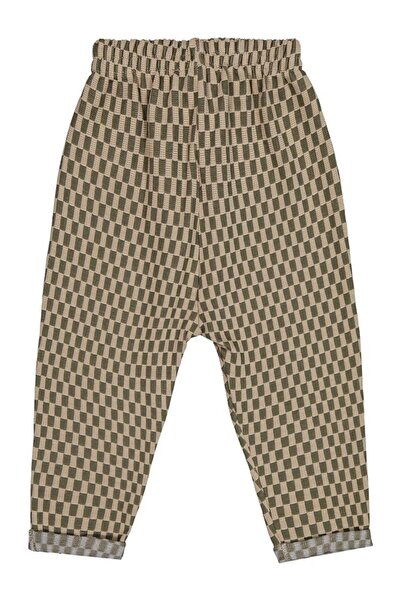Civil Boys Checkerboard Patterned Pants for Ages 2-5 - Khaki 4-5 Years