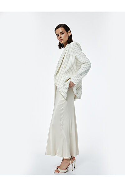 Koton Beige Women's Midi Satin Skirt