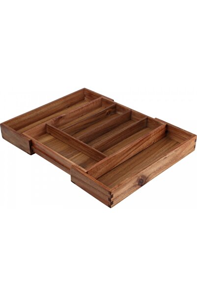 Excellent Houseware Θήκη για μαχαιροπίρουνα Accacia με συρτάρι, 34 x 28-45 x Υ5 εκ.