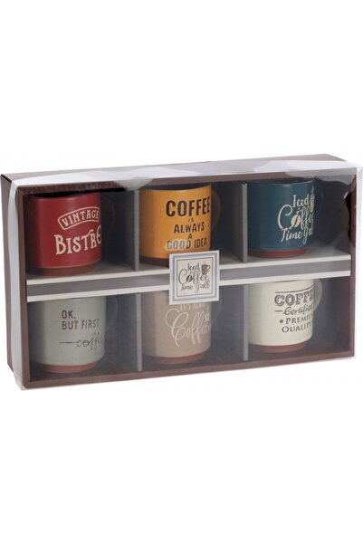 Excellent Houseware Set de 6 căni de cafea Siaki, ceramică, 260 ml