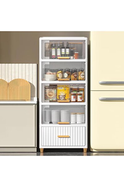 Gogoya 5-Tier Lidded Storage Bins - Extra Large Transparent Stackable Organizer