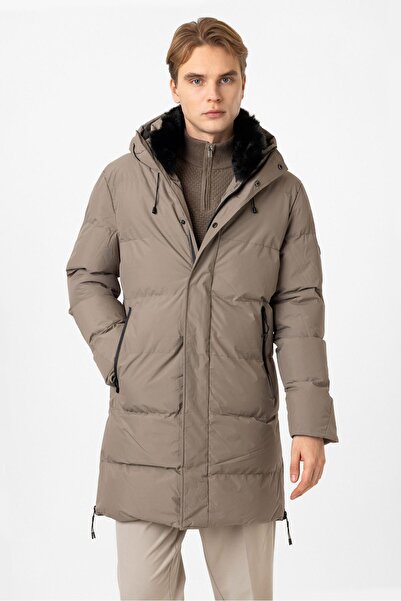 Back And Bond Vizon Regular Fit Kürklü Yaka Kapüşonlu Puffer Uzun Şişme Mont