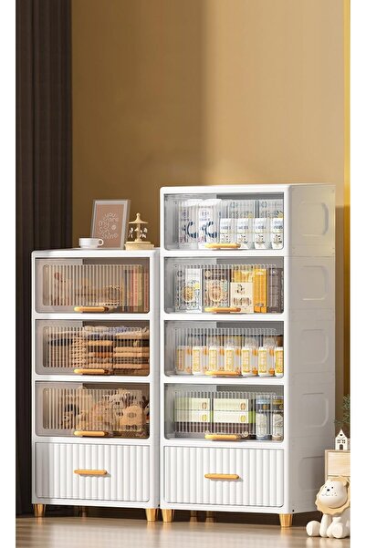 Gogoya 4-Layer Storage Boxes with Lids-Large Stackable Transparent Multi-layer Organizer for Home, Kitche