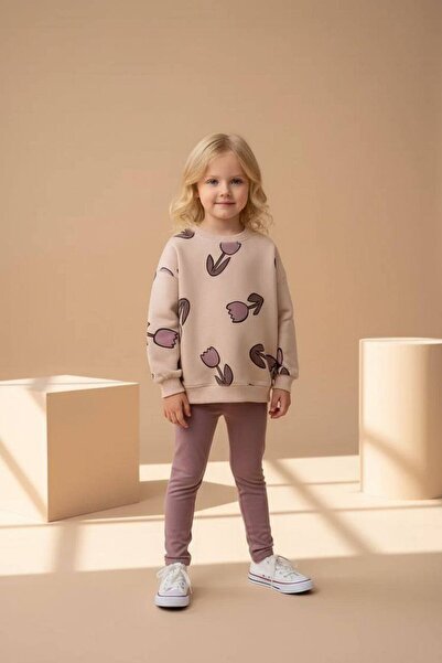 Çipil Girl's Tulip Patterned Suit