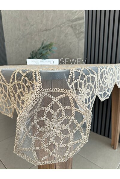 sewev غطاء طاولة دانتيلي فيسكوس (قهوة بالحليب)