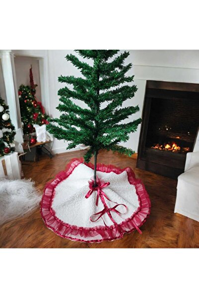 MODA NUR Christmas Pine Tree Bottom Cover, Pine Tree Foot Carpet Cover, Off-White Color, Plush, 55 cm
