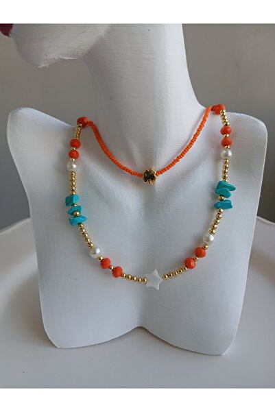 Duayen Design Renkli Boncuklu 2'li Bohem Kolye