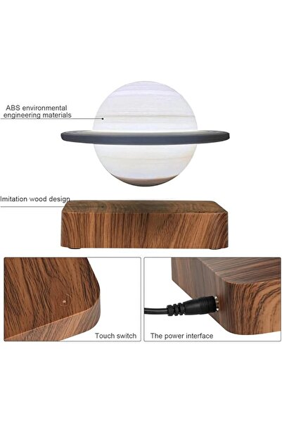 Kiko-ershaa Magnetic Levitation Saturn Lamp LED Night Light 3D Floating 360° Rotating Desk Lamp
