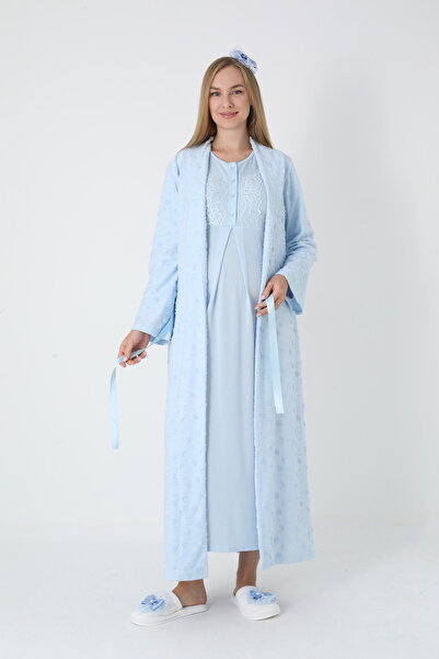 Lohusa Homewear طقم ملابس نوم نسائية شتوية للحوامل مكون من قطعتين بتصميم دانت...