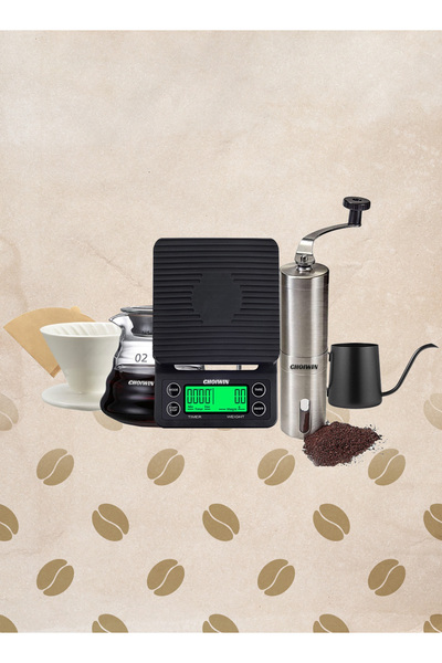 CHOIWIN V60 Coffee Set 6 Piece Coffee Drip Coffee Making Kit Premium Pour Over Manual Grinder Dripper