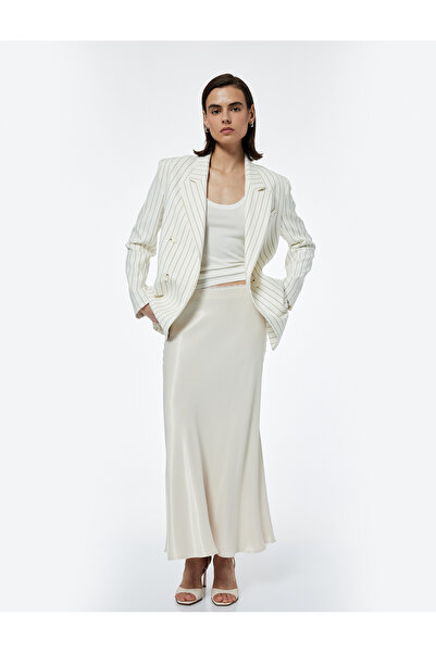 Koton Beige Women's Midi Satin Skirt