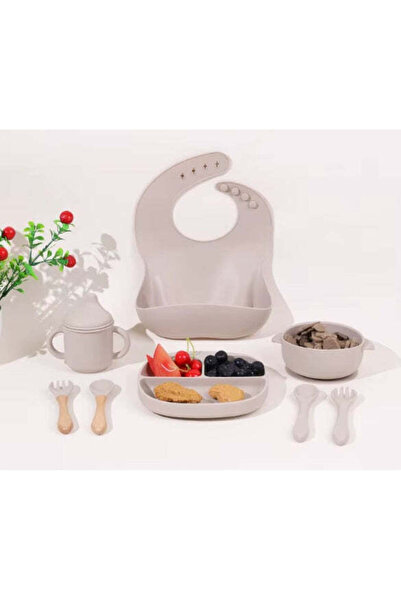 OEM Set de hranire pentru bebelusi din silicon, 10 piese, crem