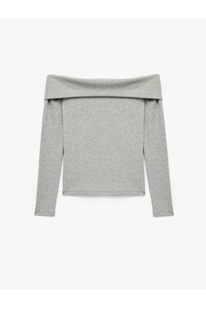 Koton تي شيرت رمادي نسائي بدون أكتاف